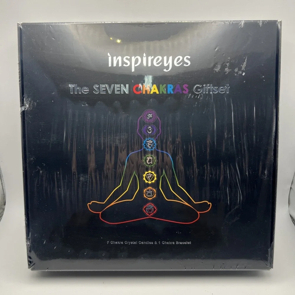 Inspireyes The Seven Chakras Gift Set 7 Crystal Candles Aromatherapy- New SEALED